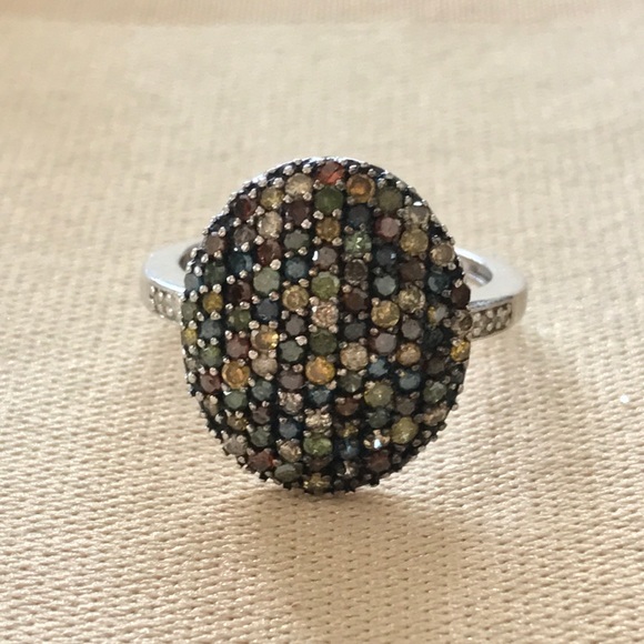 925 Sterling Silver Multi Color Moissanite Ring - Picture 3 of 8